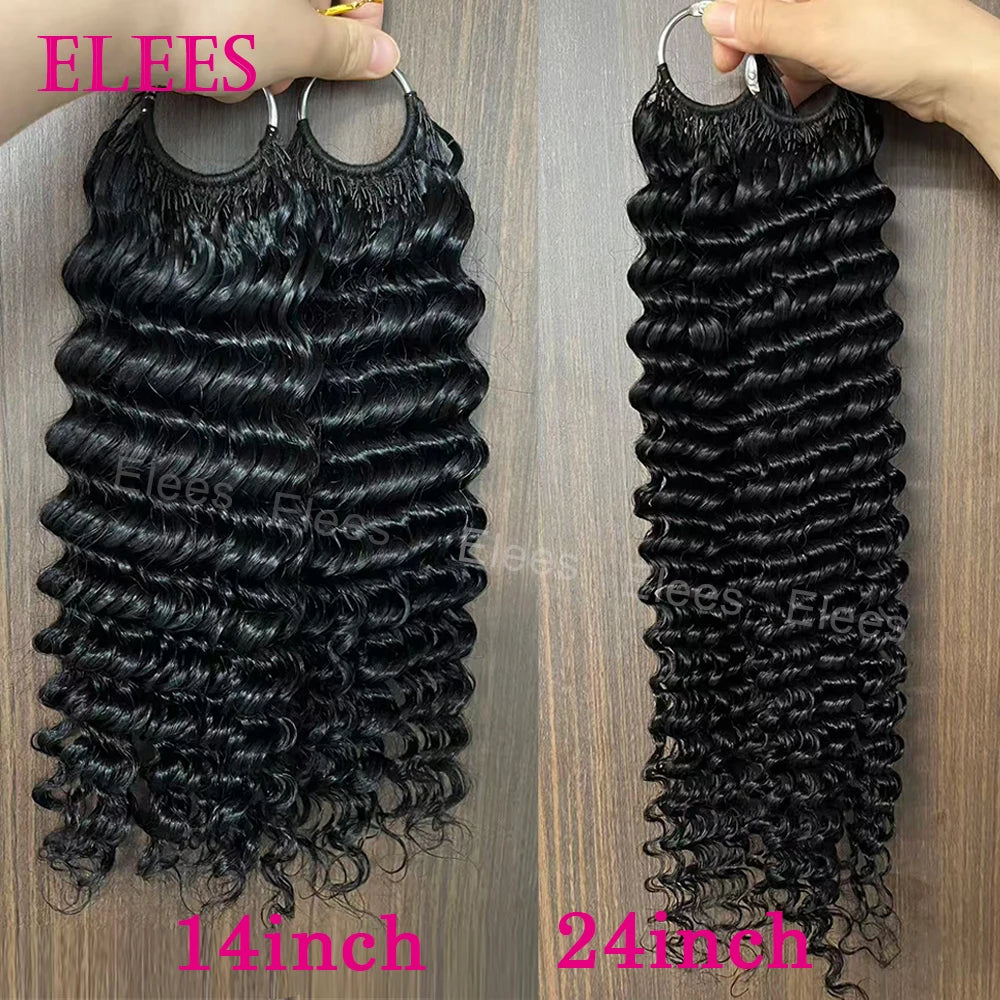 Pre-divided Bulk Hair for Braiding Deep Wave Crochet Human Hair Knotless Miracle Knots Hair Extensions Boho Braids Invisible