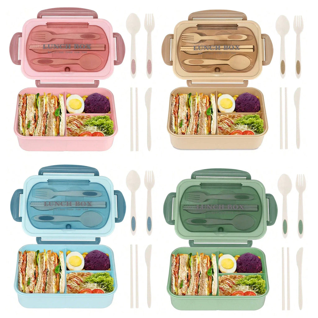 Adult Bento Box with 3 Compartments Lunch Container for Men Women Portable Lunchable Food Storage Back To School Microwave Safe