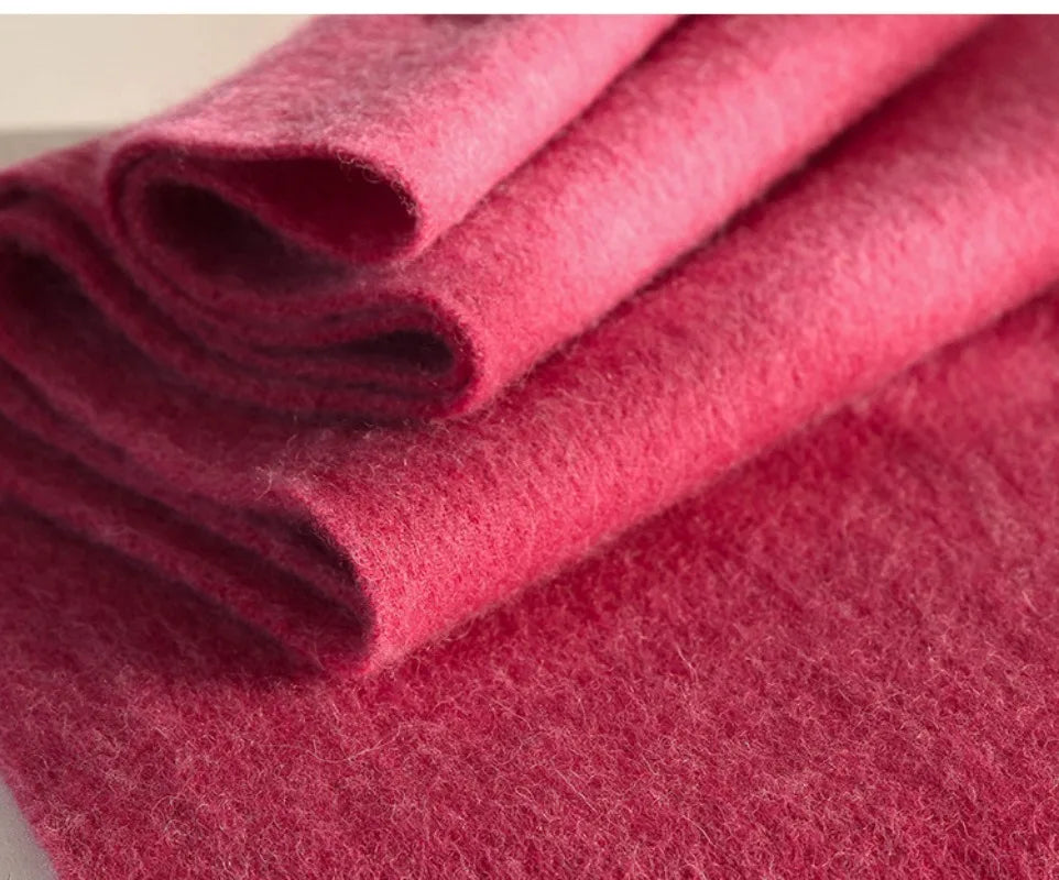 High Quality 100% Wool Muffler Classic Simple Solid Men Women Scarf Fall Winter Thick Casual Shawl Male Female Tassel Scarves