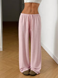 2026 Women's Casual Four Seasons Comfortable Loose Woman Pants Solid  Drawstring Elastic Belt Wide Leg Running Chic Women Pants