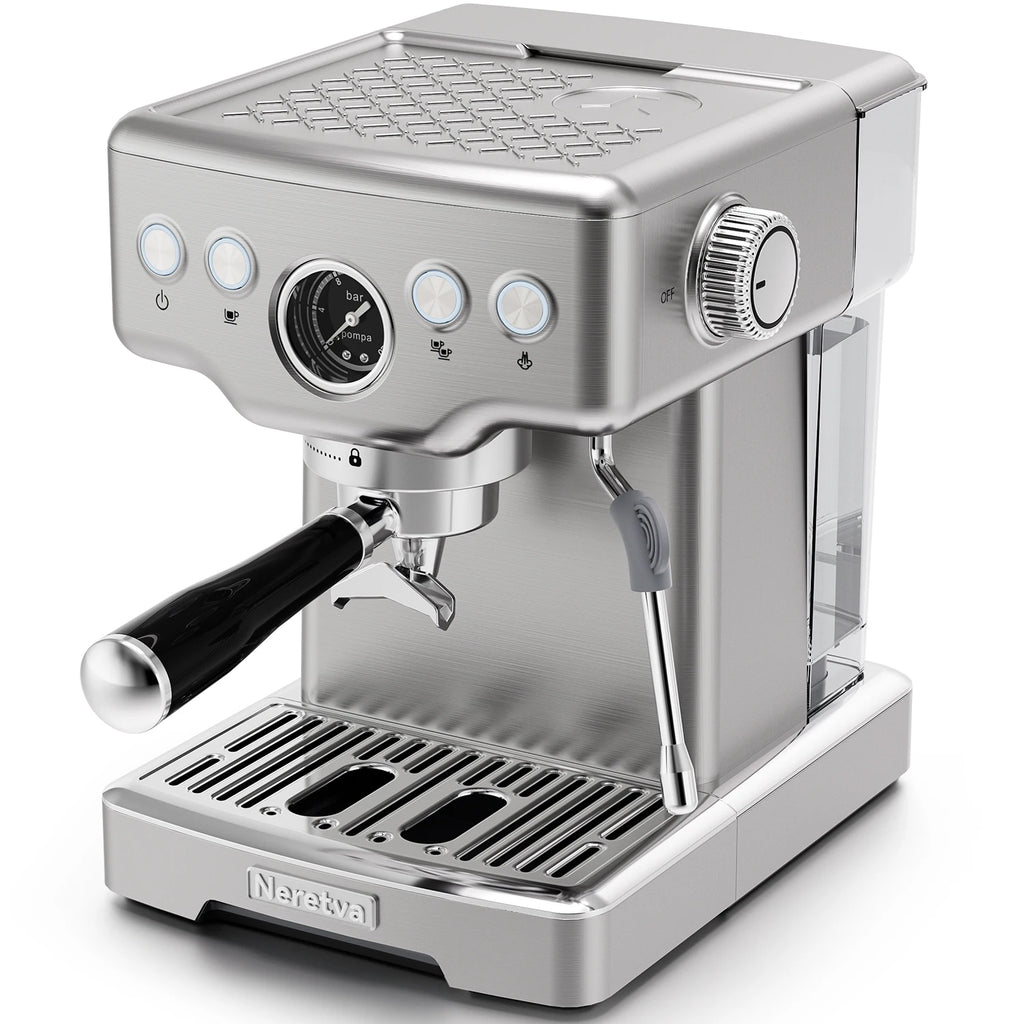 Neretva 15 Bar Espresso Machine with Milk Frother Steam Wand for Cappuccino, Latte, Macchiato, 1450W （220V）