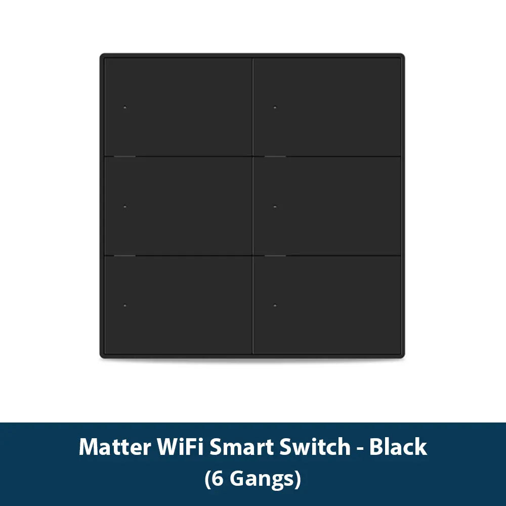 Zemismart Matter WiFi 1 2 3 4 6 Gangs Smart Wall Light Switch Neutral Required with Big Button SmartThings App Homekit Control