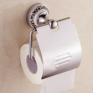 Luxury Towel Rack Wall Mounted Bathroom Accessories Set Ceramic Stainless Steel  Bath Hardware Sets Chrome Toilet Brush Holder