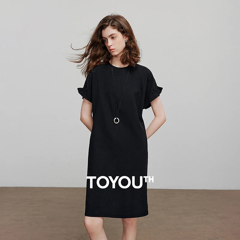TOYOUTH Women Dress 2025 Summer New Short Sleeve Holiday Casual Dress 8529058
