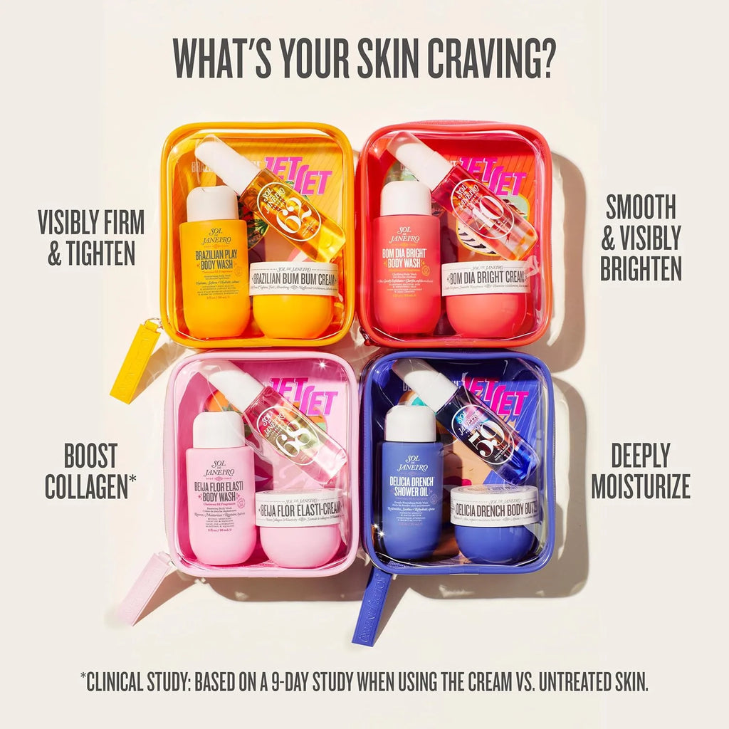 The four travel suits of Sol de Janeiro series fragrance (bath gel, body milk, perfume spray) are convenient to carry, charming fragrance, lasting fragrance, and the first choice for fragrance lovers