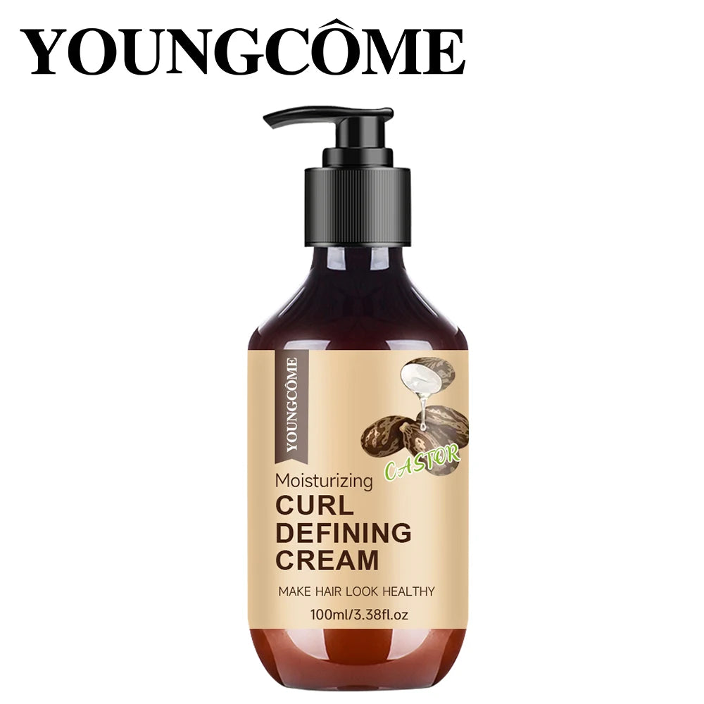 100ML Men's Castor Oil Curling Cream with Rosemary and Peppermint to Control Curling