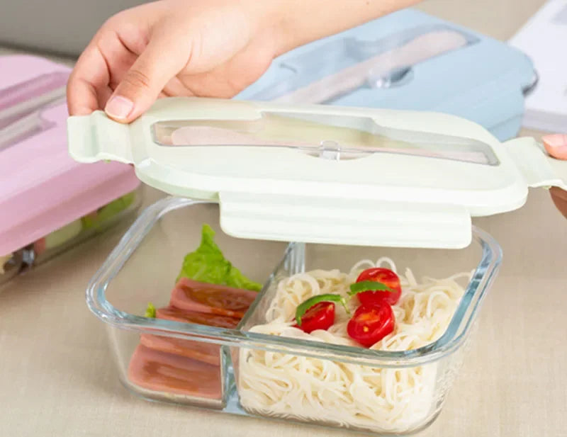 Glass Lunch Box Portable High Temperature Resistant Leak-proof Bento Box Microwave Heat Food Container Food Storage