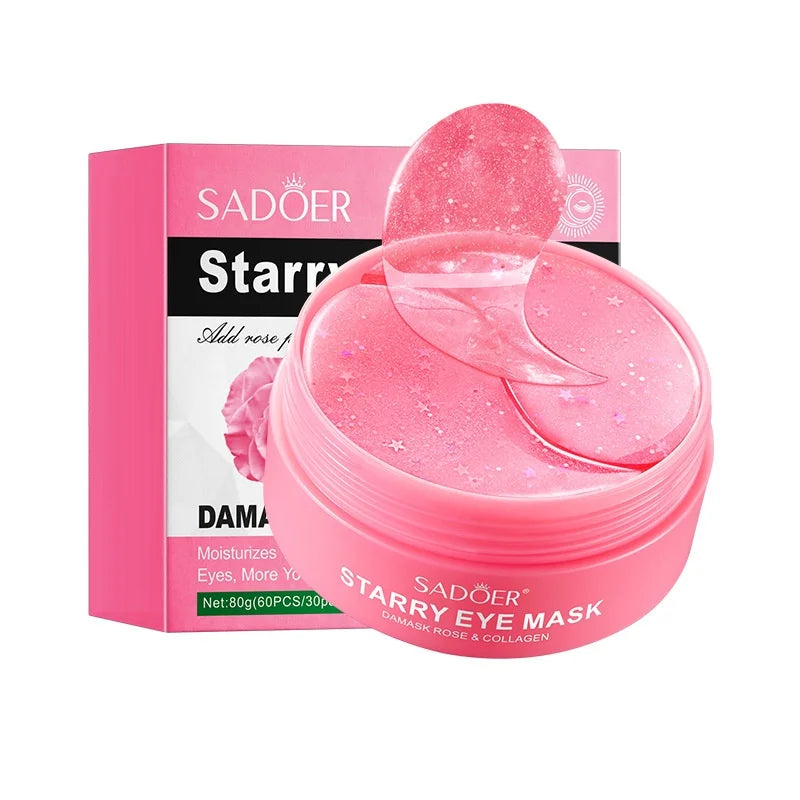60 Pieces of Rose Starry Sky Collagen Eye Mask, Anti-Dark Circles, Anti-Eye Bags, Moisturizing and Firming Eye Patches, Eye Skin Care