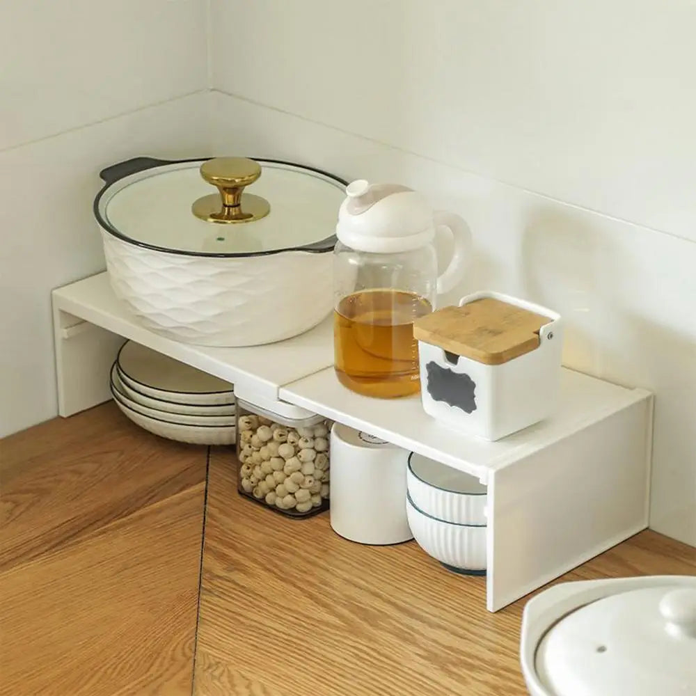 Kitchen Stretchable Cabinet Shelf Cupboard Separated Storage Rack Countertop Organizer Shoe Organizer Shelf Save Space
