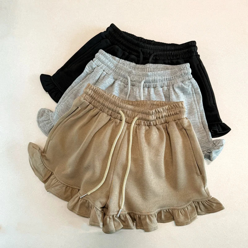 High Waist Wide Leg Casual Shorts Women Summer Korean Loose Versatile Wood Grain  Sports Beach Hot Pants Asymmetric Strai...