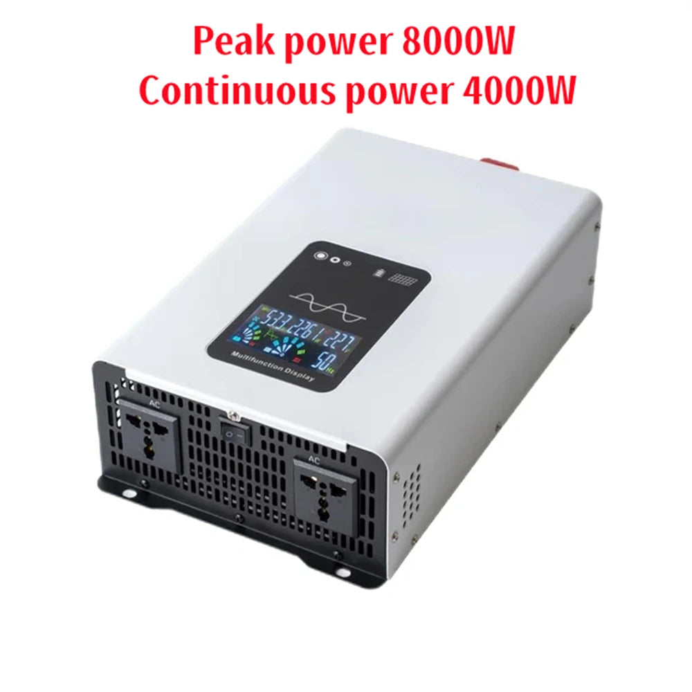 Pure Sine Wave Inverter 5000W 6000W 8000W Power Converter LCD Display DC12V 24V To AC 220V 110V Voltage Solar Power Car Inverter