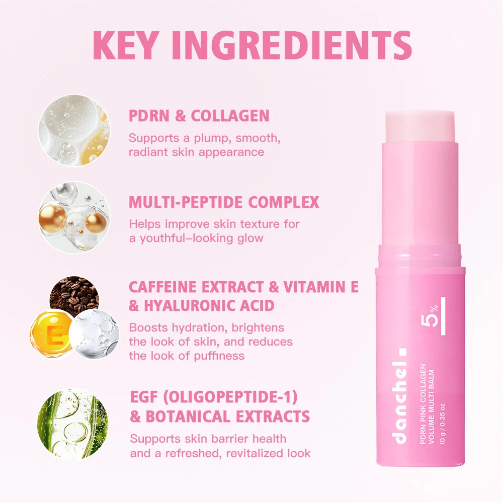 PDRN Pink Collagen Volume Multi Balm Stick Anti Aging Firming Cream Reduce Fine Lines Under Eye Neck Forehead Smile Lines Care