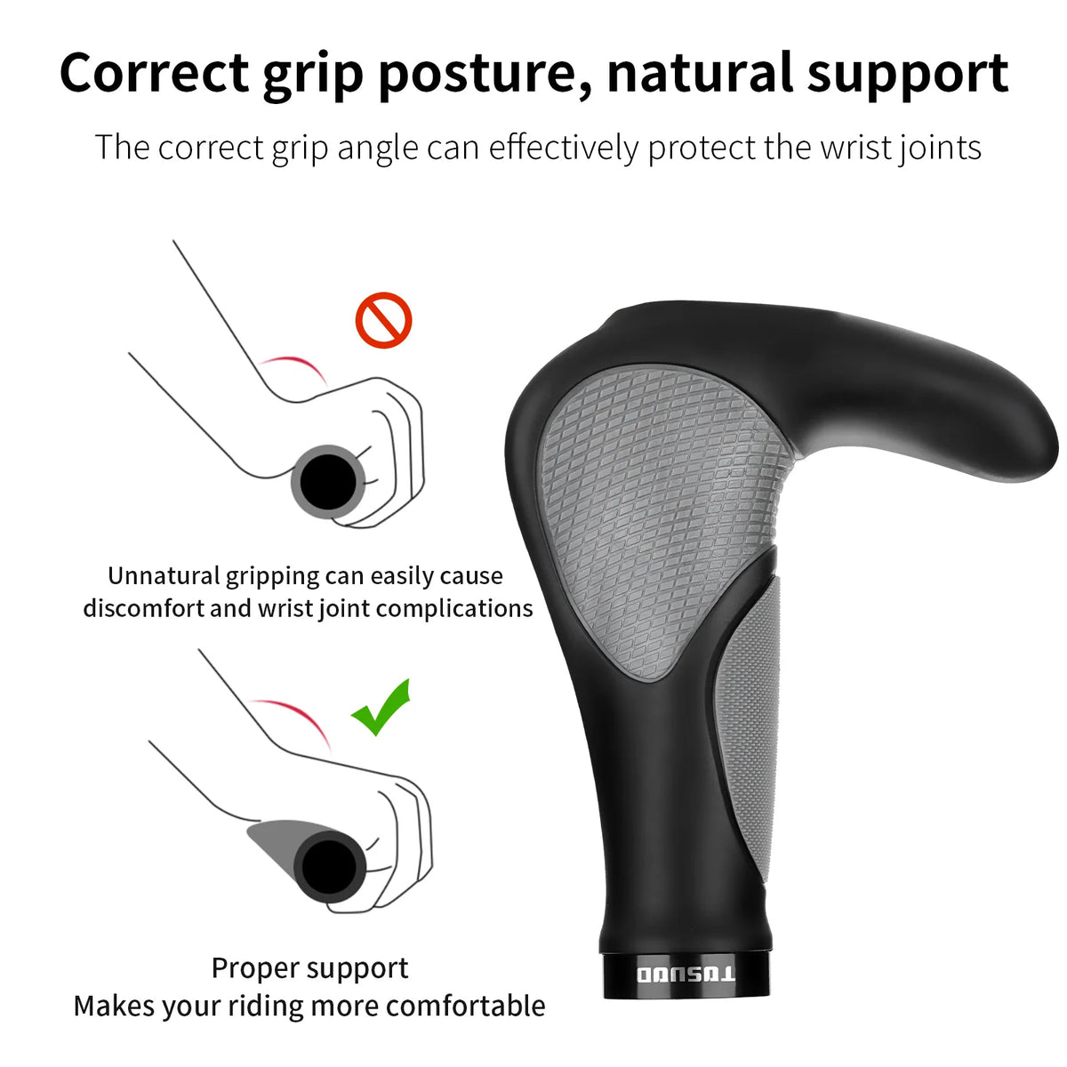 TOSUOD Bicycle Handlebar Grips Ergonomic Design Bionic Gecko Palm Texture Non-Slip Shock-Absorbing Bike Handlebar Grips Cycling Accessories