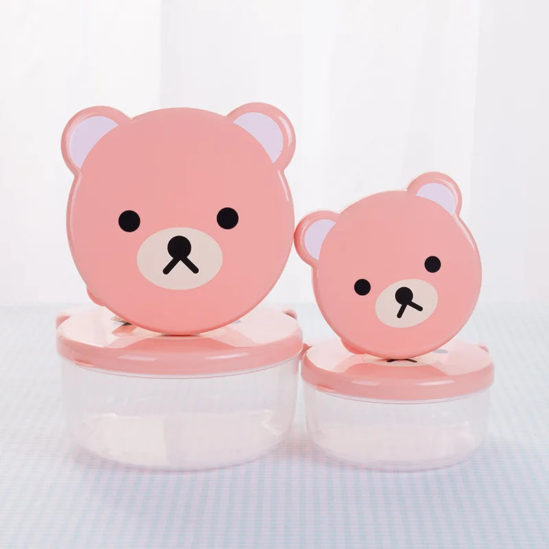4pcs/set Children Plastic Bento Box Cartoon Print Japanese Outdoor Food Storage Container Kids Student Microwave Lunch Utensils