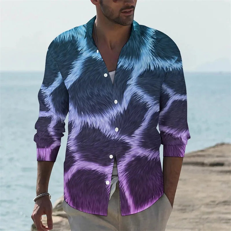 Men's shirt giraffe printed animal shirt autumn casual shirt men's cool shirt long sleeved pattern fun top size XS-6XL