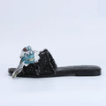 Women's Dressy Flat Rhinestone Sandals Comfortable Slip On Leather Sandals Shoes Women 2024 Luxury Brand High Quality Shoes