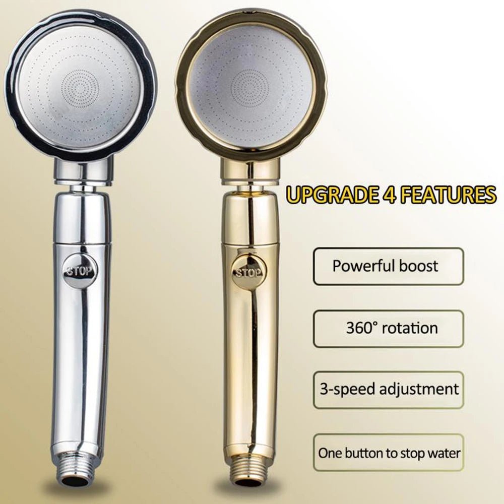 3 Modes Shower Head Set With Hose and Holder High Pressure Water Saving One Key Stop Waterfall Showerheads Bathroom Accessories