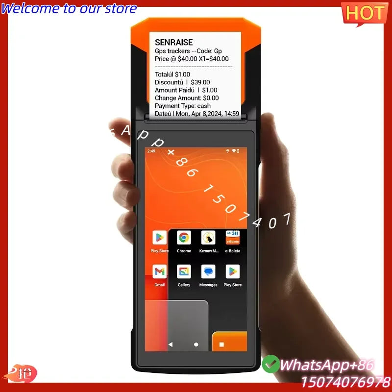 2026 Senraise H10P Mobile Handheld Android 14 POS Terminal Machine with Thermal Printer