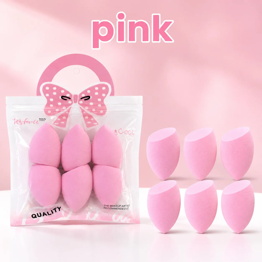 6 Beauty Egg Sets, Easily Smudge the Foundation and conceal the Blemishes, and Evenly Apply Makeup on the Curved Section.