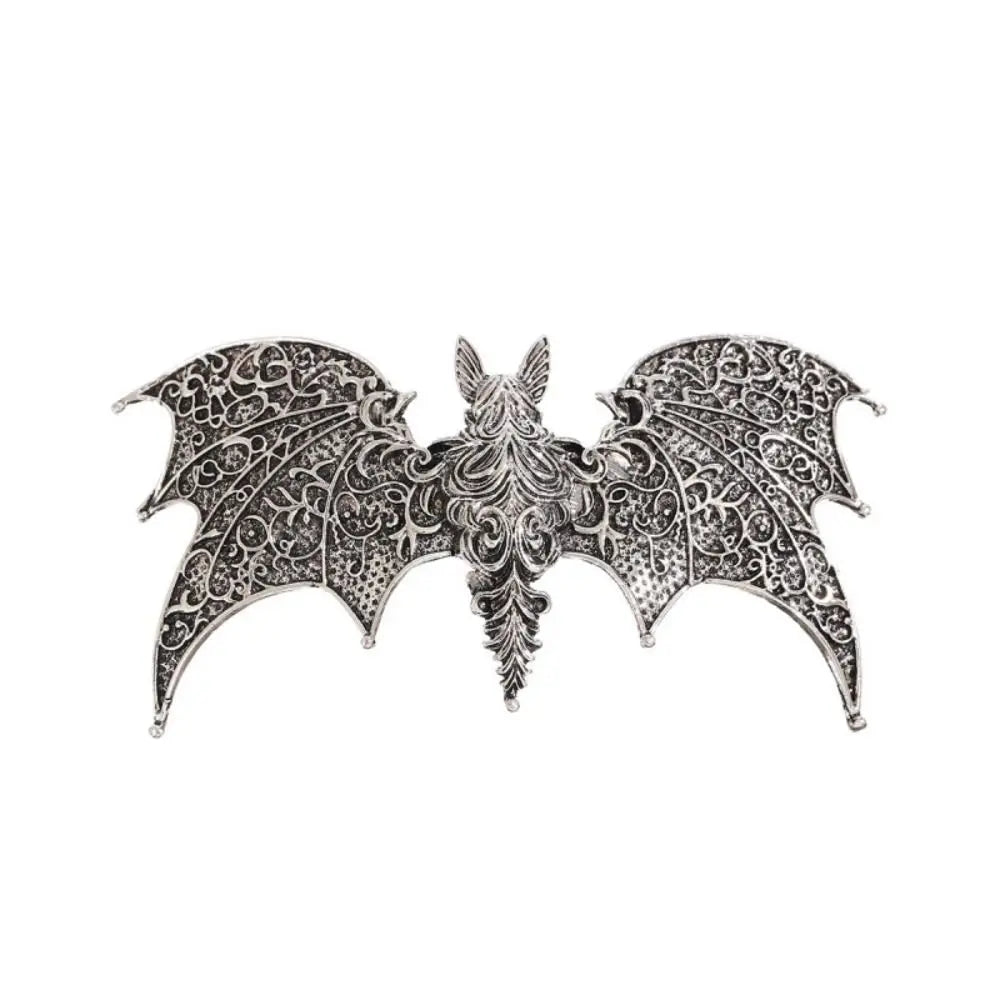 New Alloy Bat Hair Clip Vintage Bat Shape Gothic Hair Barrette Silver Hollow Pattern Viking Retro Hairpin Cosplay
