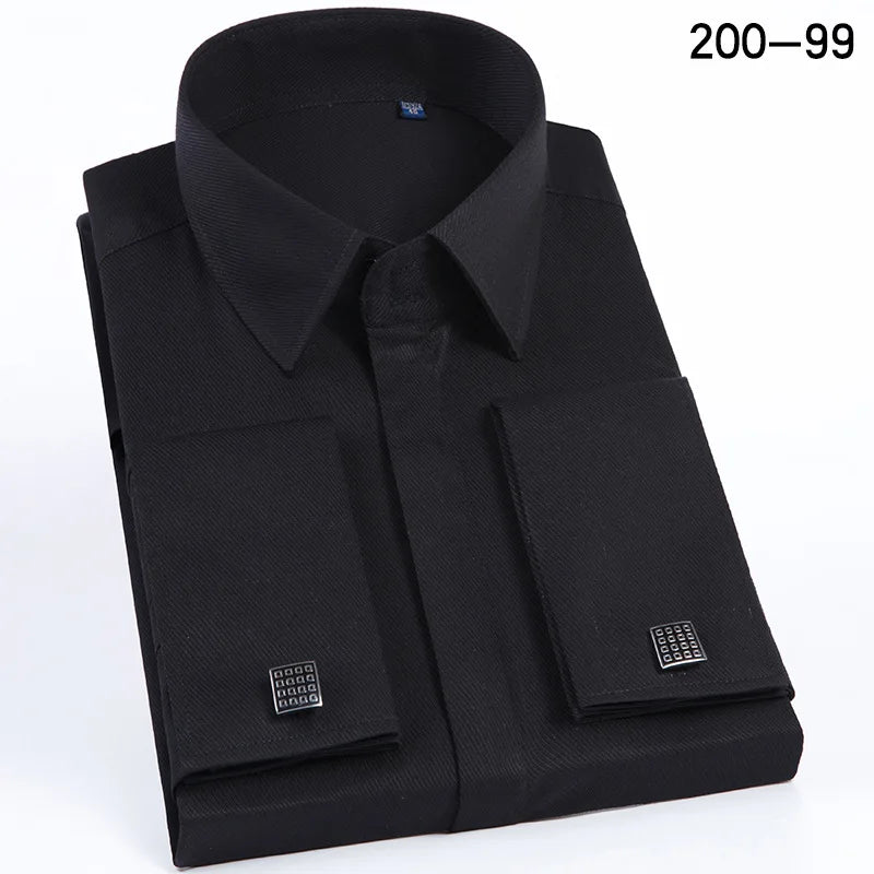 2026 Men's Long-sleeved Shirt High-grade Niche Chic Double Folded Sleeve Windsor Collar Dress Random SelectionFrench Cufflif