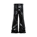 2025 Coated Shiny Hip Hop Punk Stacked Jeans Man Patent Leather Vintage Wide Leg Straight Flared Jeans