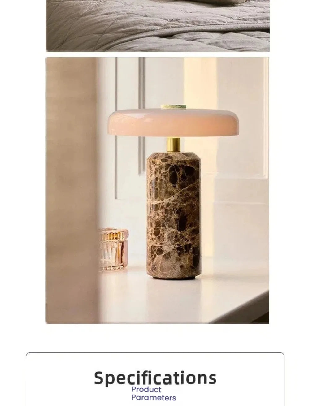 Table Lamps Luxury Glass 110V/220V Marble USB Lighting Rechargable Space Mood Light Table Light Bedroom Living Room Decoration