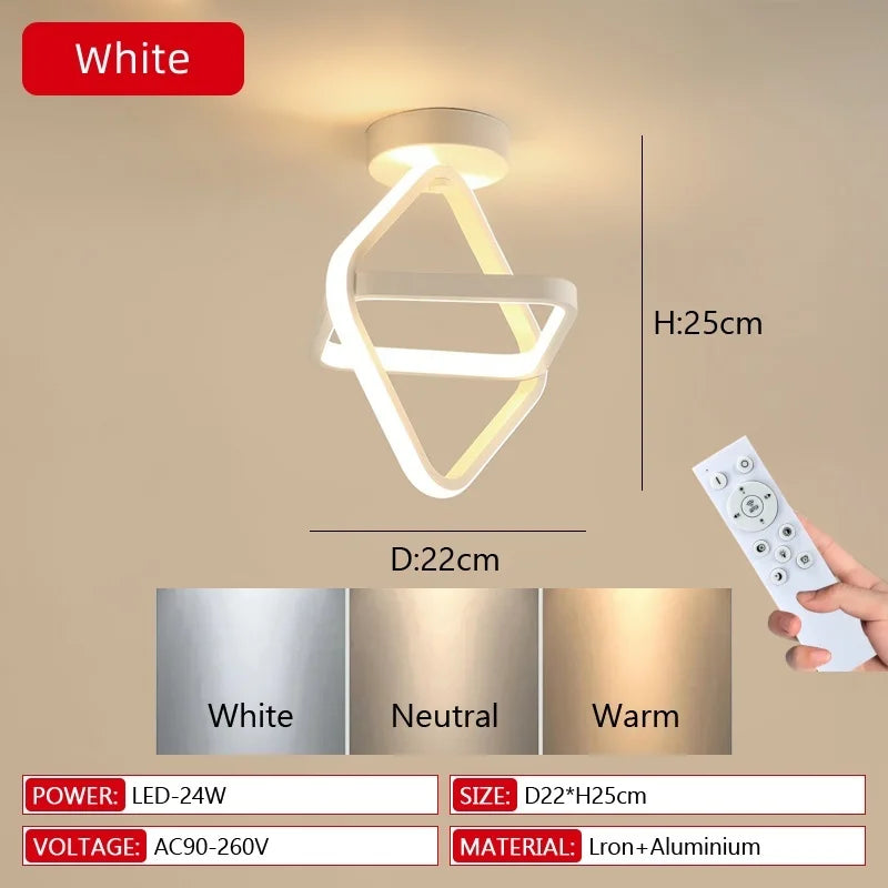 Modern LED Aisle Ceiling Light 2 Ring Creative Dimmable Living Room Ceiling Lamp Hallway Entrance Balcony Office Indoor Lighting