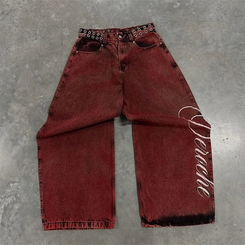 Y2k Two Hollow Out Star Ripped Jeans Women Casual 2026 Hot Sell Denim Pants American Streetwear Wide Leg High Waist Baggy Jeans