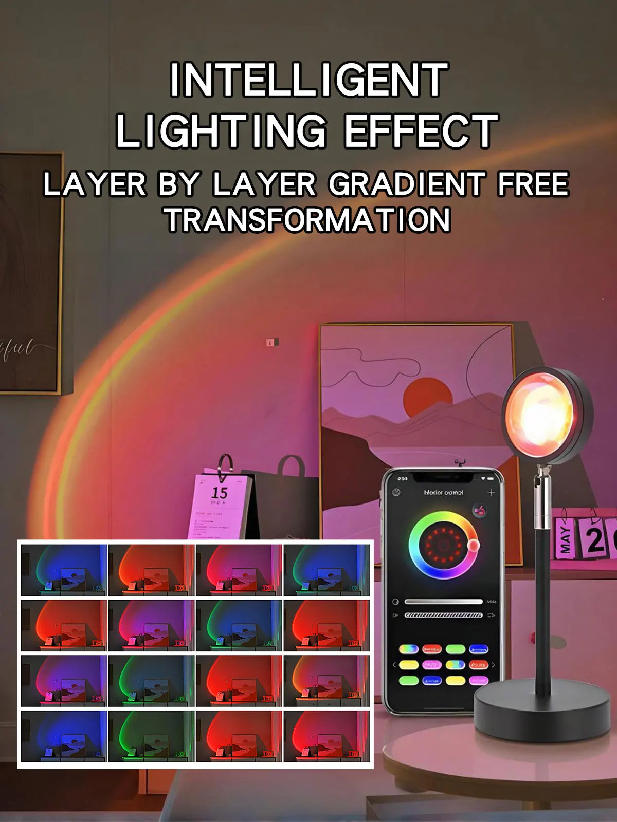 Smart Sunset Lamp Night Light Sunset Projector Smart Life APP Remote Led Lights Room Decoration Photography Birthday Gift