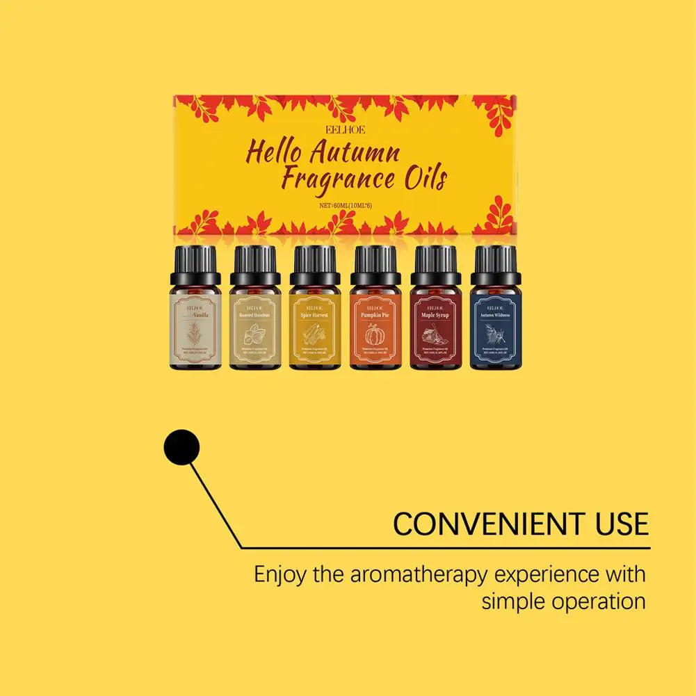 6x10ml Autumn Diffuser Fragrance Oils, Fall Essential Oils For Diffusers For Home,  Candle Soap Making Scents, Coconut Vanilla
