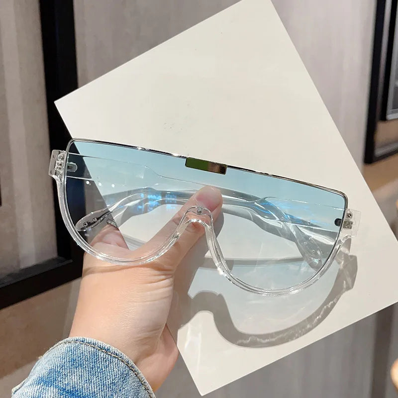 KAMMPT Vintage Semi-round Sun Glasses Women Fashion Monoblock Outdoor Goggle Shades Ins Trending 2024 New Design Sunglasses