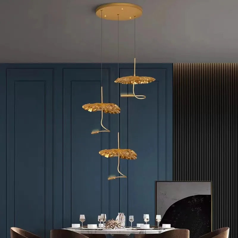 Mid century Stair Lotus light Luxury vintage lampshade Duplex Building Bedroom Living Room Tea Room Art  coffee bar lighting