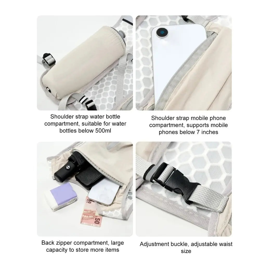 New Running Water Bottle Storage Vest Lightweight Running Vest Reflective Hydration Water Chest Pack With Phone Holder