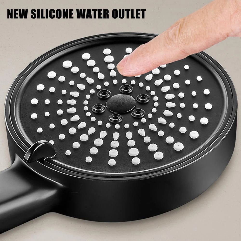 12.5cm Big Panel Shower Head,High Pressure Rainfall Shower Set Water Saving Shower,5 Modes Adjustable Shower Head Bathroom Tools