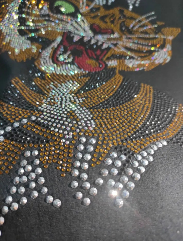 2025 Summer New Luxury Men's Fashion Skull Design Rhinestones T-Shirt Pure Cotton Crew-Neck Casual High Quality
