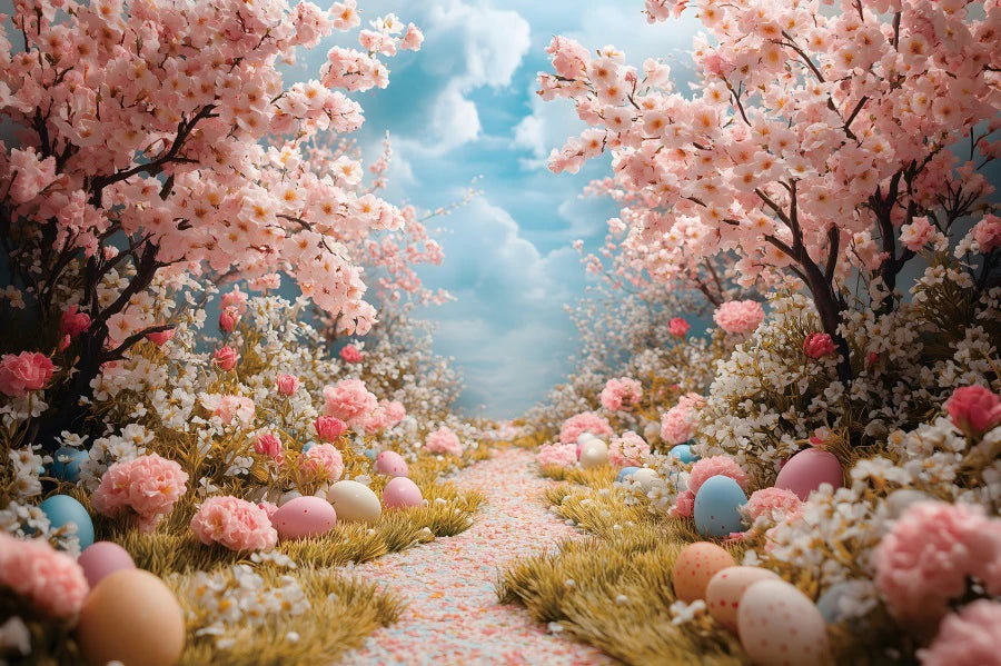 Happy Easter Day Photography Background Blue Wood Board Easter Egg Spring Flower Rabbit Kid Birthday Portrait Photocall Backdrop