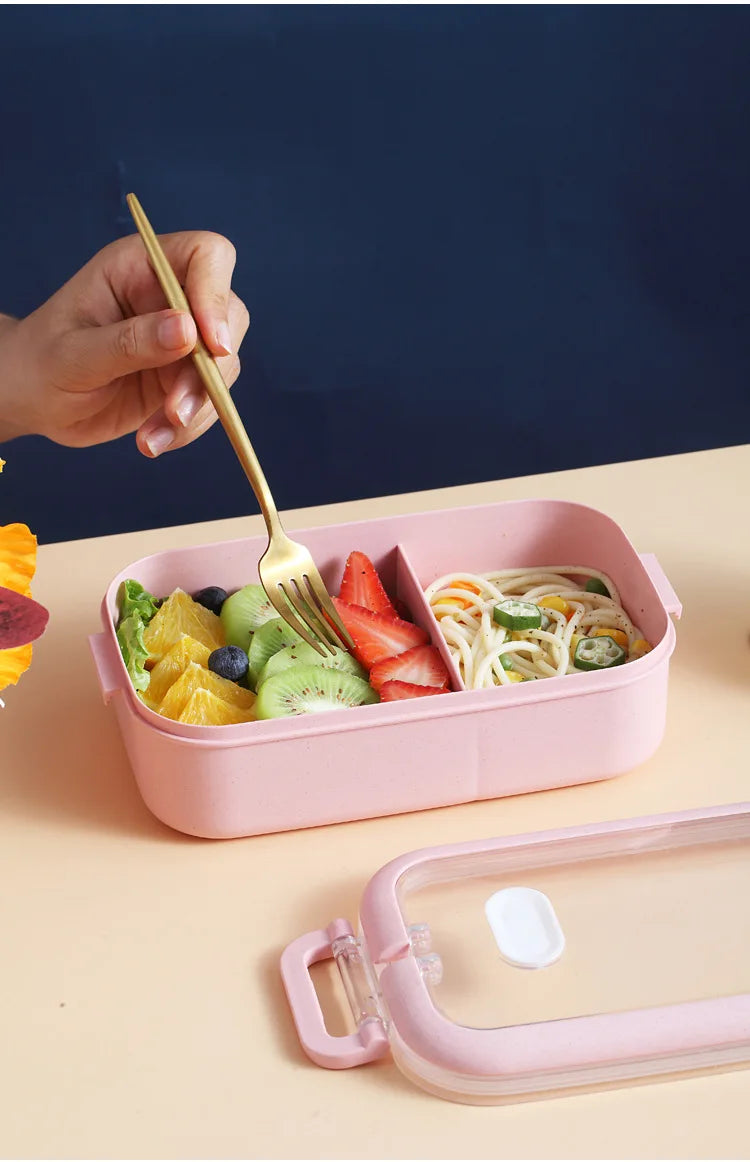 Kitchen Home Microwave Lunch Box Wheat Straw Dinnerware Food Storage Container Children Kids School Office Portable Bento Box