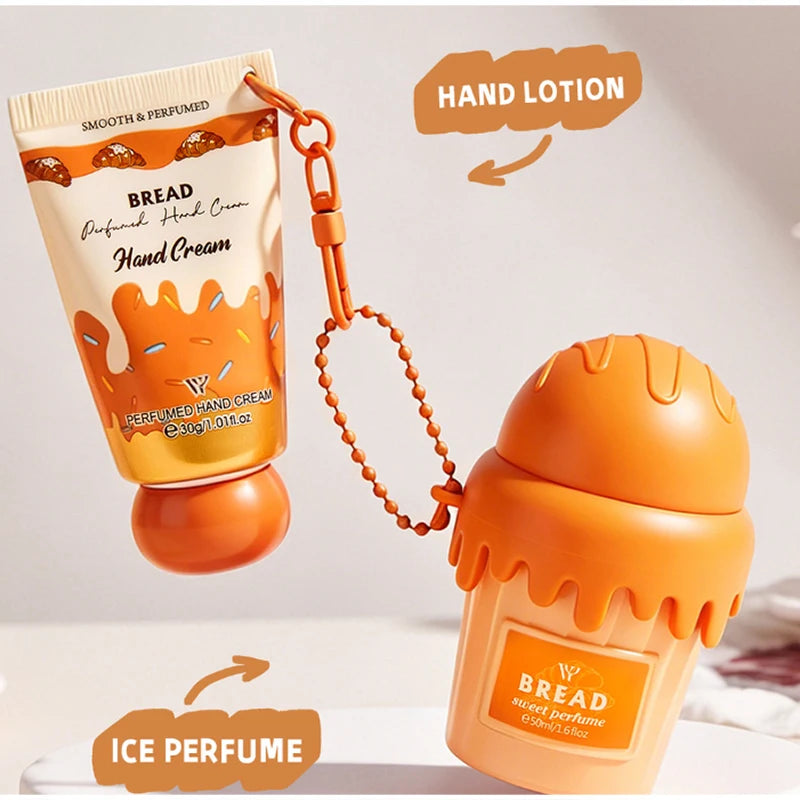 Ice Cream Gourmet Perfume Hand Cream Set Sweet Fruity Fragrance Long-lasting Vanilla Chocolate Cherry Scent Gift Box Packaging