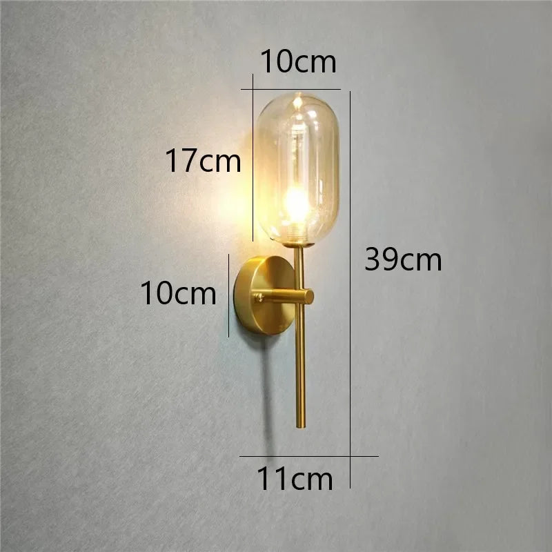 Modern Glass Wall Lamps Nordic Minimalism Creative Living Room Study Decorative Lighting Fixtures LED Bedroom Bedside Wall Light