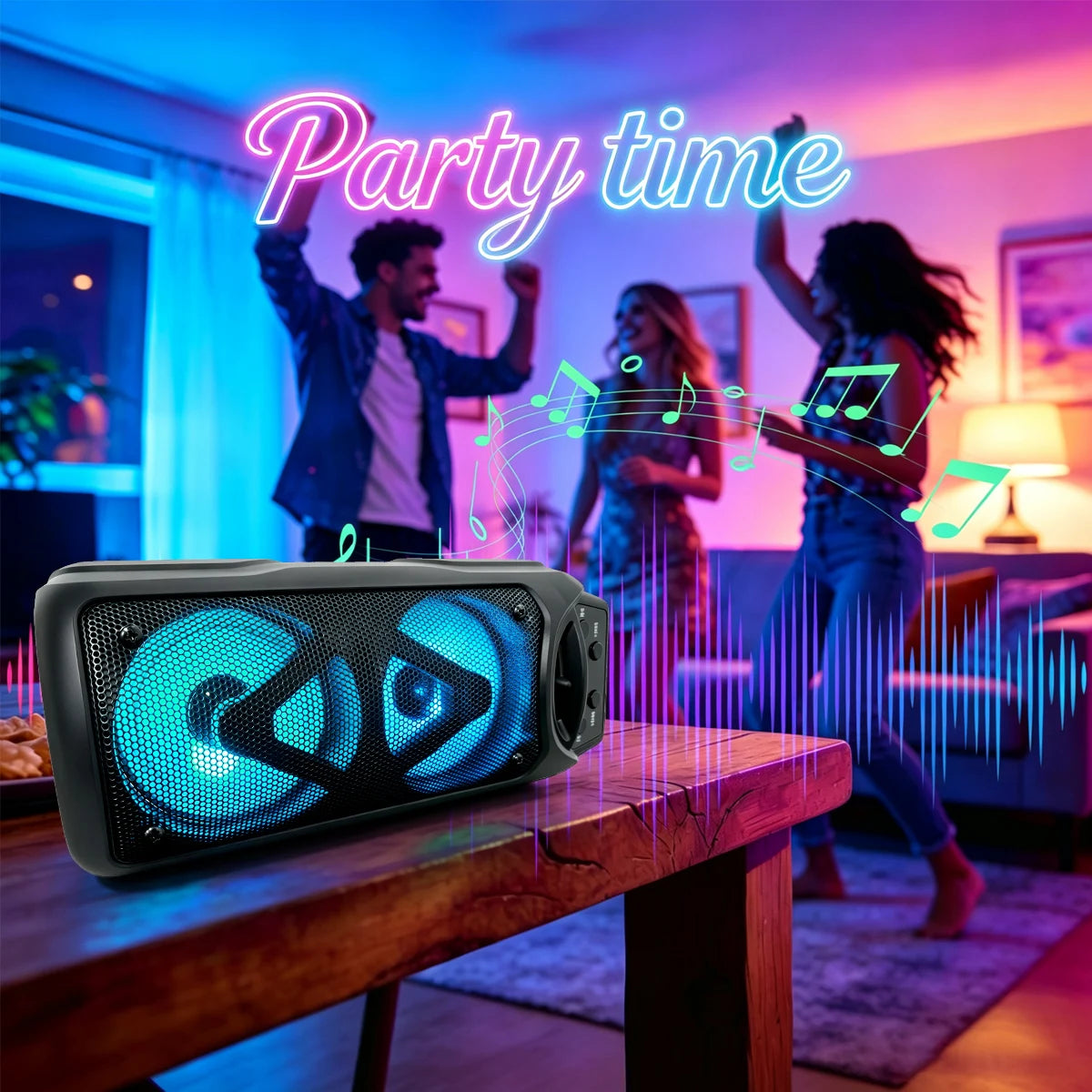 Wireless Portable Bluetooth Speaker 2000W Big‑Volume Heavy‑Bass Speaker, RGB Colorful Light Effect,