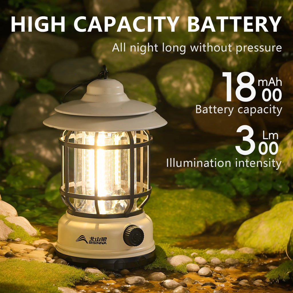 BISINNA Camping Lights Long Endurance Outdoor Tent Lights Rechargeable/Battery Waterproof Camping Lights Retro Atmosphere Lights