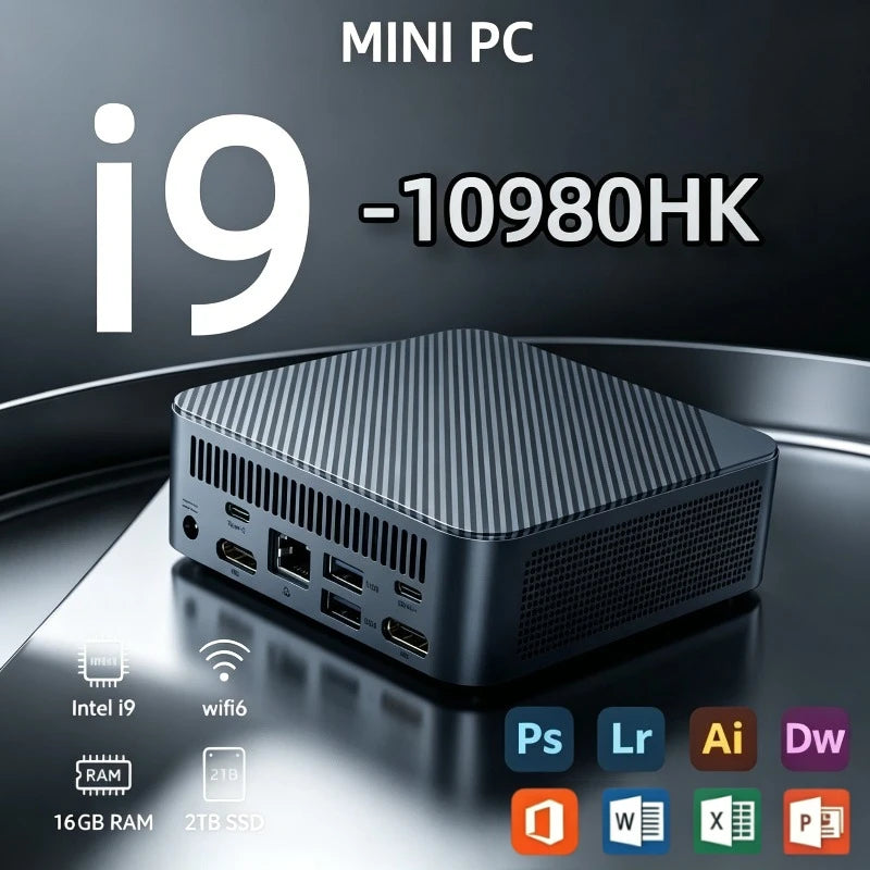 High Performance Mini PC Intel Core I9-10980HK Gamer Portable Computer 16GB RAM 2TB SSD FHD Bluetooth WiFi6 Gaming Office