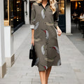 2025 New Women's Shirt Dress Fashion Floral Printing Long Sleeve Lapel Button Dress Casual Loose Streetwear Cardigan Dresses