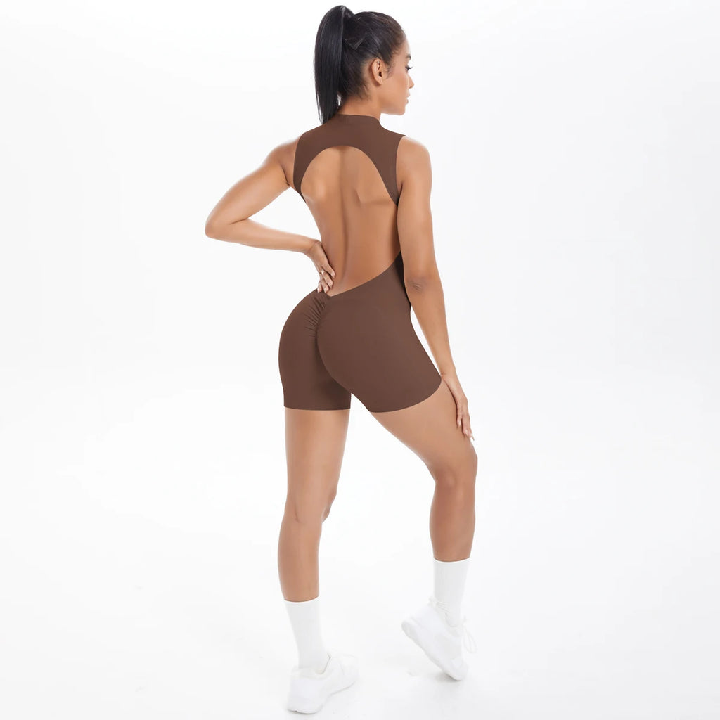 Sleeveless Backless Hollow Yoga Jumpsuit for Woman Solid Color Bodysuits Lifting Sports Push Up Sleeveles Workout Bodysuits
