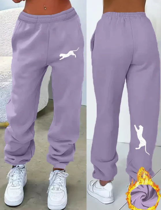 Y2K, Trendy Fashion, Trendy Prints, Women's Fleece-Lined Loose Sweatpants, Casual and Comfortable, Women's Autumn and Winter Clothing