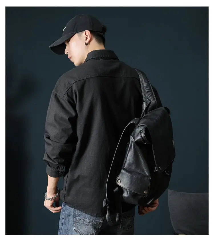 Oversized Men's Long Sleeve 100% Cotton Shirts Male Tops Big Size Fashion Casual Jacket Loose Fit Spring Outwear Plus Large 7XL