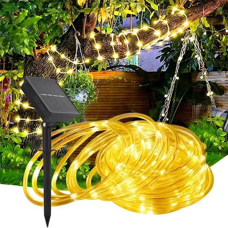 Solar String Tube Light PVC Soft Tube Outdoor Waterproof Copper Wire Light Courtyard Garden Decoration Atmosphere Flashing Light