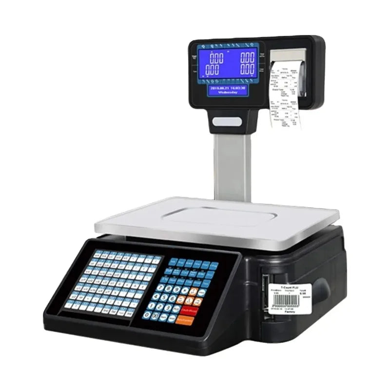 15kg Retail Shop Label Scale Display Touch Screen for Weighing Fruits Meat Vegetables - Shop Label Scale