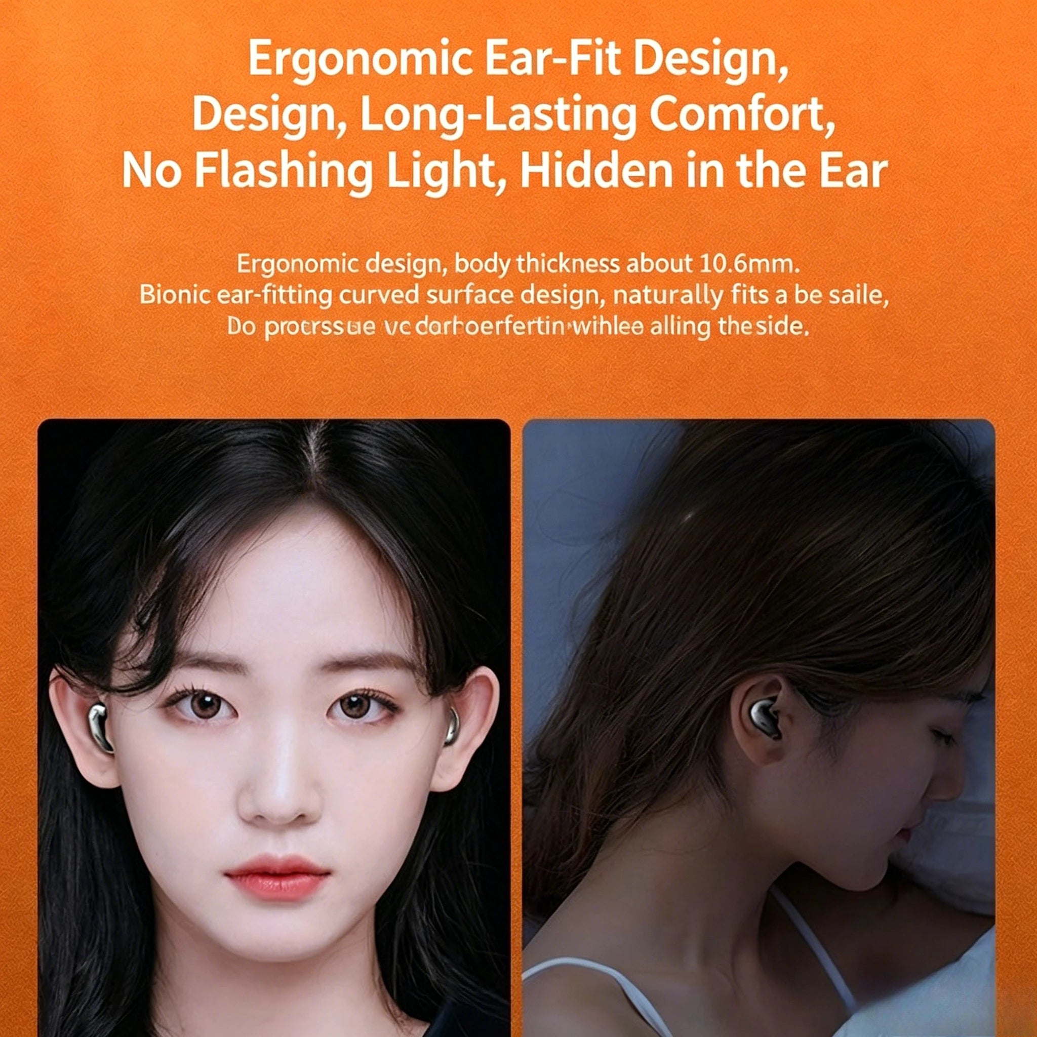Lightweight Invisible Sleep Earphones Ultra-Thin Ergonomic Fit Side-Sleep Friendly Cloud-Like Comfort Clear Mic With Mic